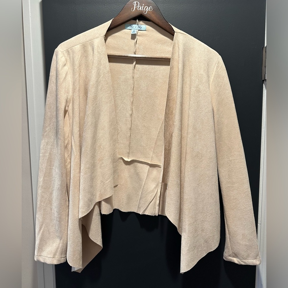She + Sky Cream Open Front Cardigan